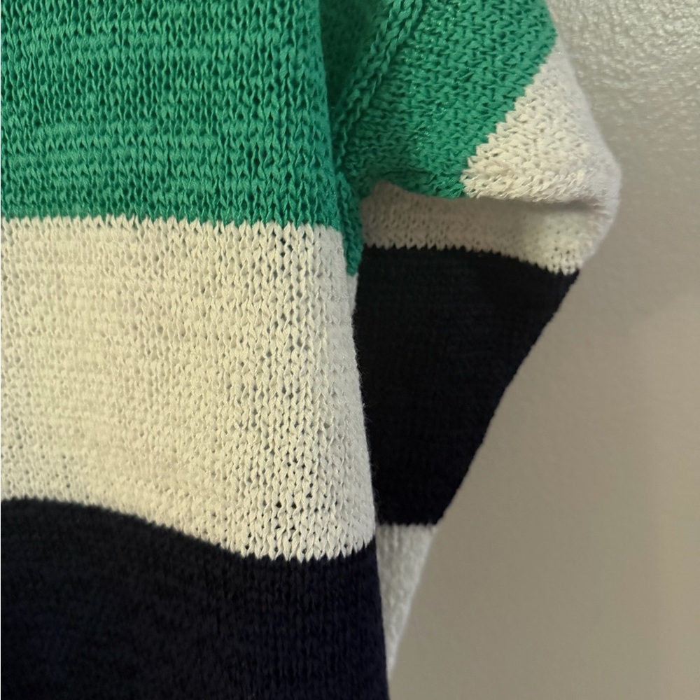 Chaps Women's Sweater with Green and Navy Blue Stripes - Picture 3 of 4